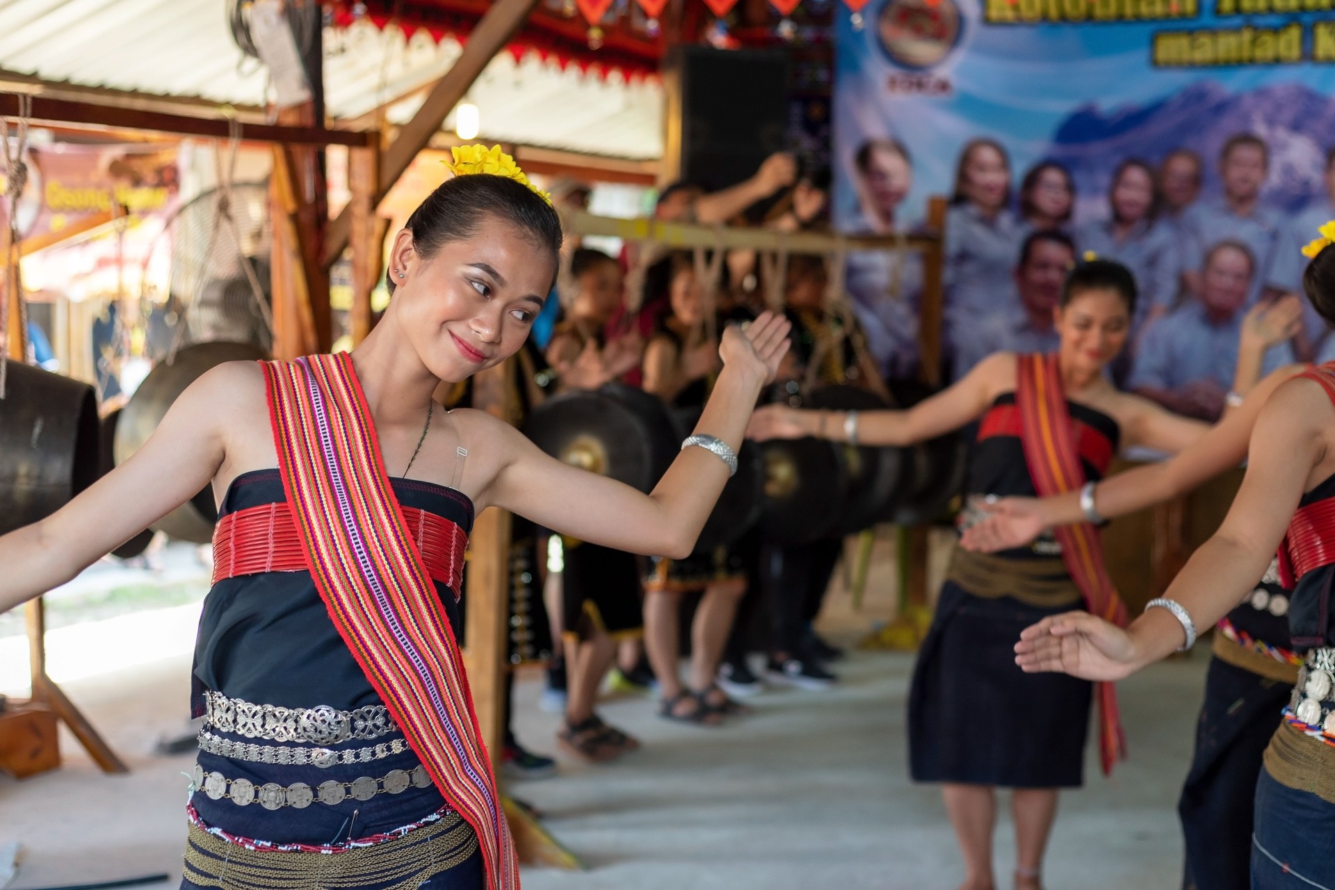 Traditional Dance Mongigol Performance by Kadazan Dusun Tindal Borneo Ethnic Group