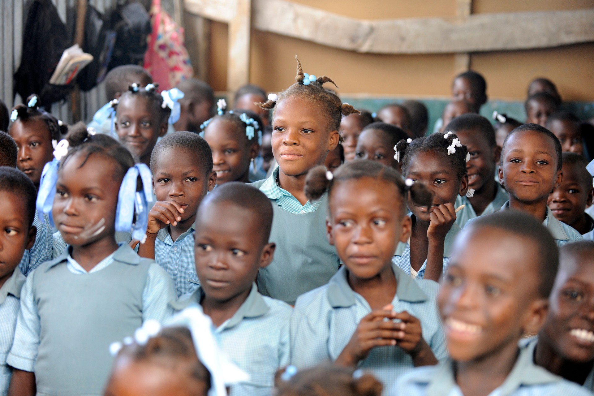 Children in a Crowded Haitian Classroom